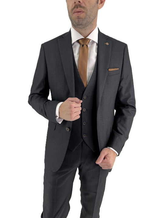 Costum Bărbați Cu vestă Gray