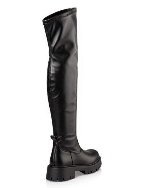 Synthetic Leather Over the Knee Women's Boots Black