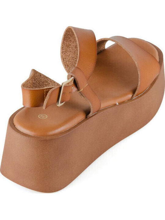 Women's Ankle Strap Platforms Brown