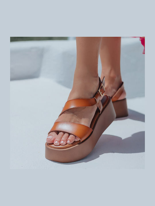 Women's Ankle Strap Platforms Brown