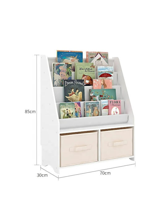 Bibliotecă pardoseală Metal Alb 70x30x85cm