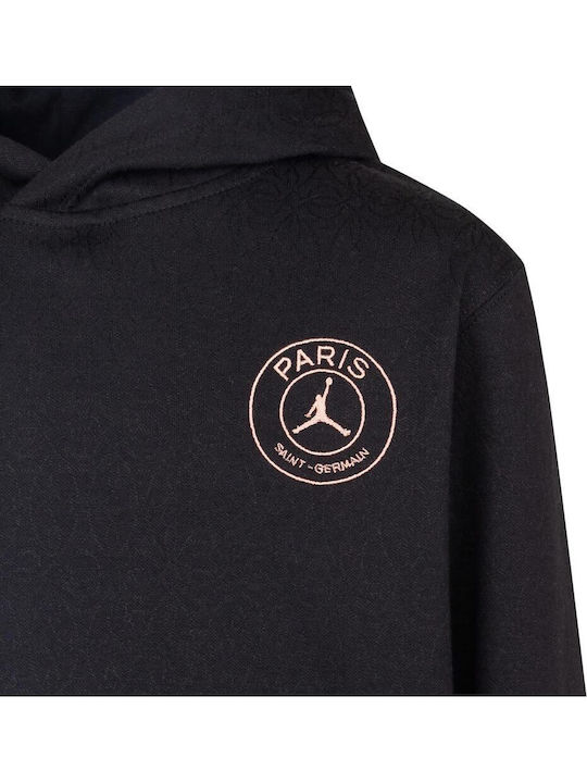 Fleece Παιδικό Φούτερ με Κουκούλα και Τσέπες Μαύρο