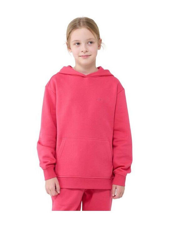 Детски Суичър с Качулка и Джобове Розов
