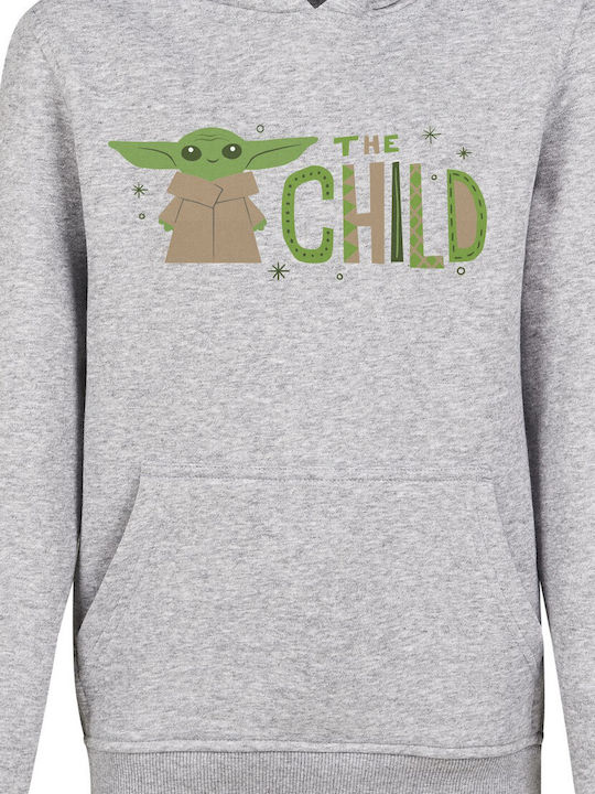 Fleece Kinder-Sweatshirt mit Kapuze und Taschen Grau