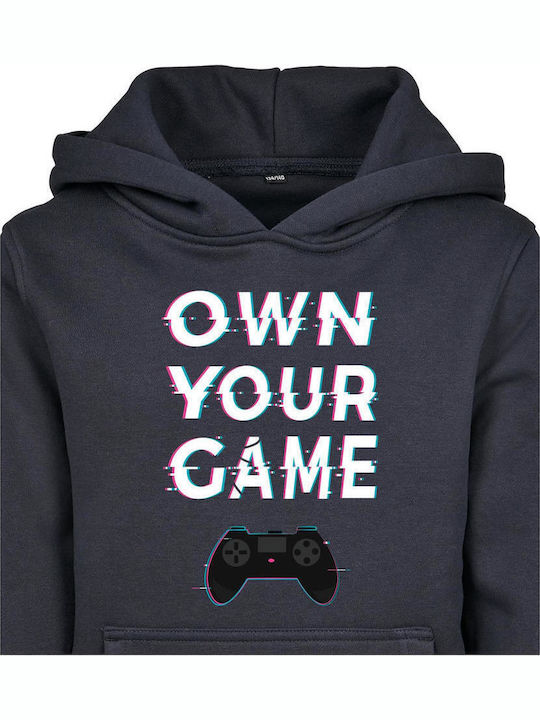 Kinder-Sweatshirt mit Kapuze und Taschen Marineblau Own Your Game