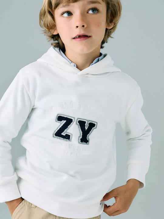 Kinder-Sweatshirt mit Kapuze und Taschen Ecru