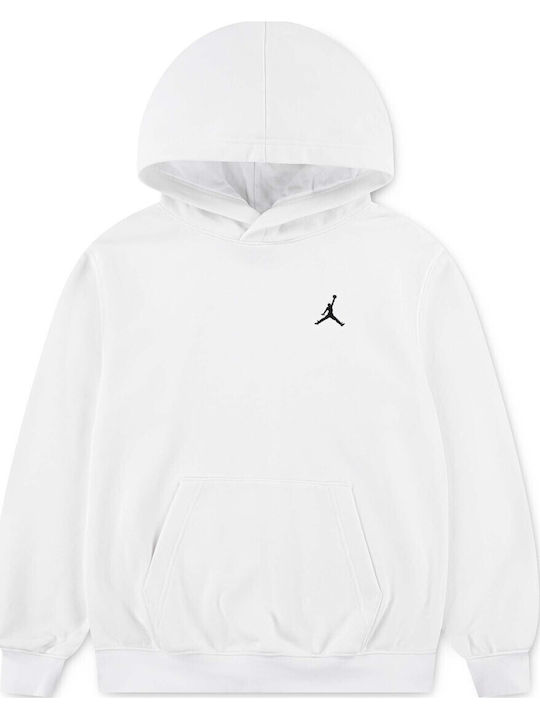 Fleece Kids Sweatshirt with Hood and Pockets White