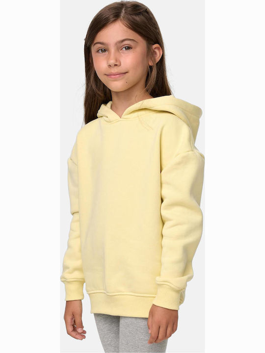 Fleece Kinder-Sweatshirt mit Kapuze Gelb