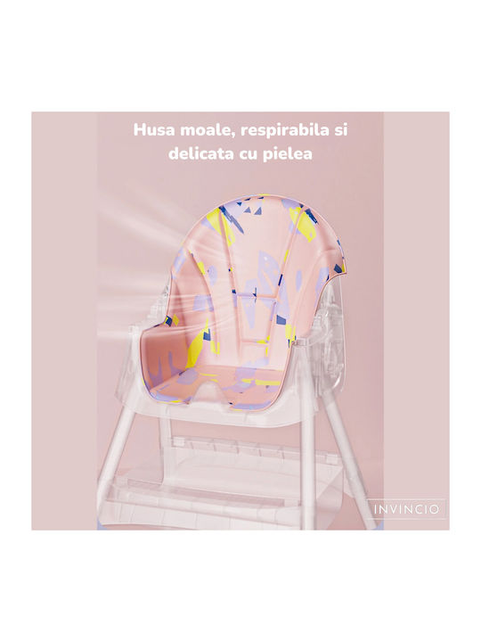 Invincio Pliabil Scaun de Masă pentru Copii 3 în 1 cu Cadru din Plastic Roz