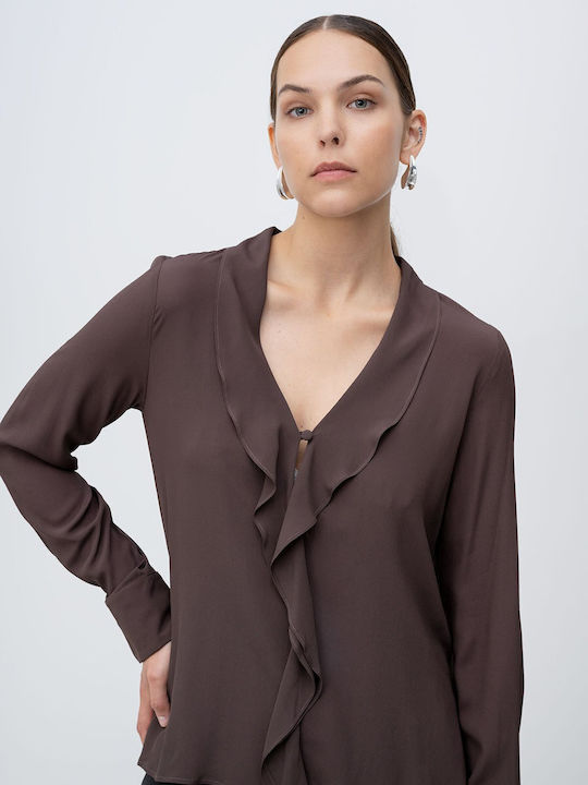 Damen Bluse Dark Brown