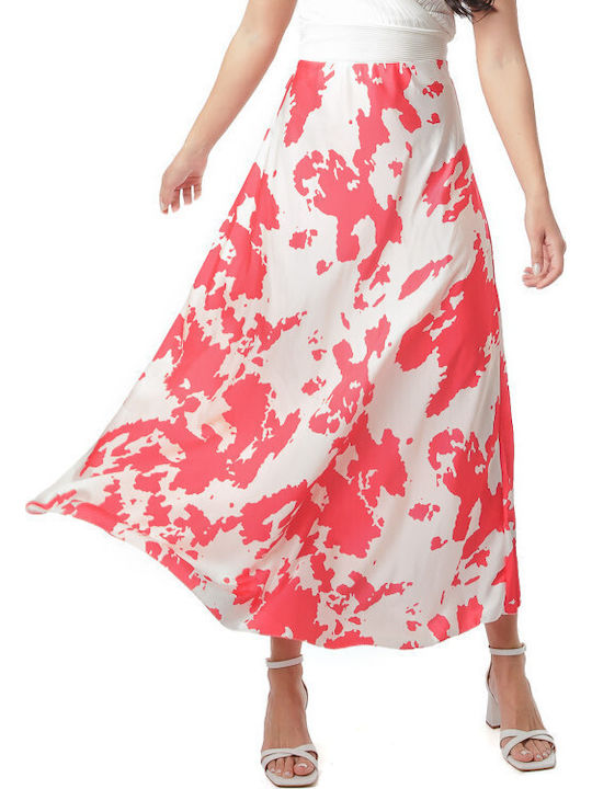 Satin Midi Skirt Leopard Animal Print