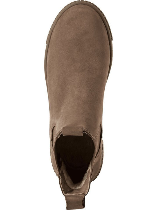 Leather Women's Ankle Boots Platform Taupe