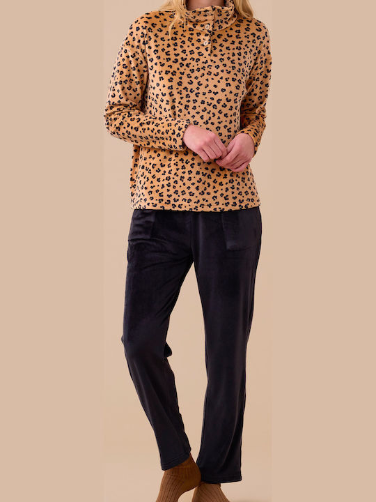 Noidinotte Χειμερινό Γυναικείο Σετ Πιτζάμας Animal Print