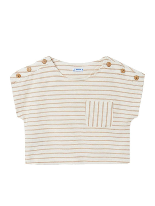 Παιδικό Crop Top Κοντομάνικο Μπεζ
