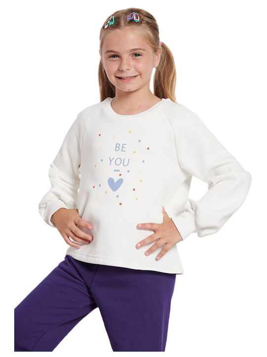 Kids Sweatshirt with Hood and Pockets White