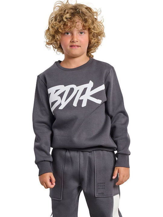 Fleece Lined Kids Sweatshirt With Hood Coal