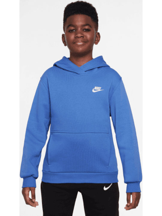 Fleece Kids Sweatshirt With Hood And Pockets Blue Sportswear Club