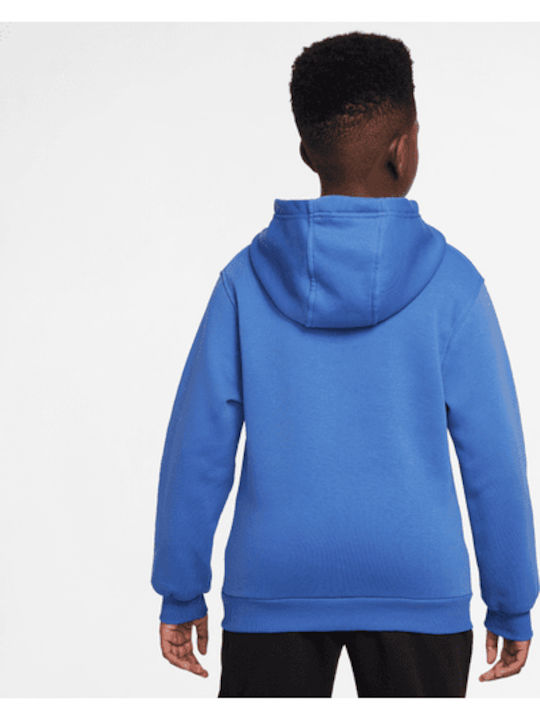 Fleece Kids Sweatshirt With Hood And Pockets Blue Sportswear Club
