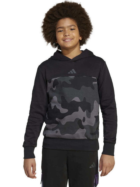 Fleece Παιδικό Φούτερ με Κουκούλα Black, Grey Essentials