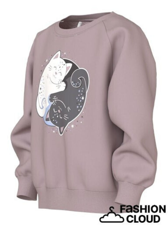 Kids Sweatshirt Keepsake Lilac, Yin Yang Cat Lilac
