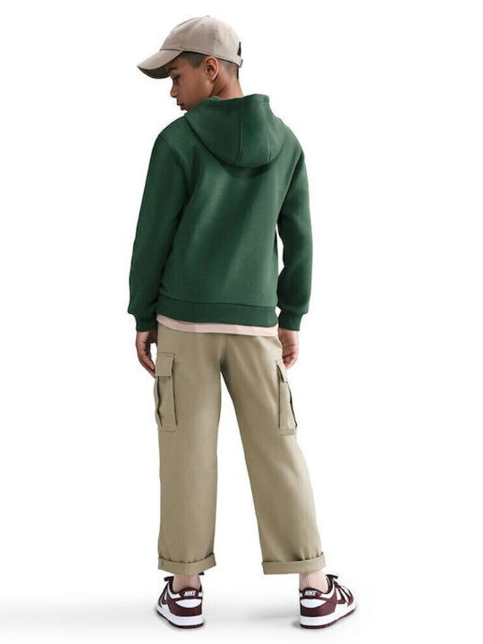 Fleece Kids Sweatshirt with Hood and Pockets Green Sportswear Club