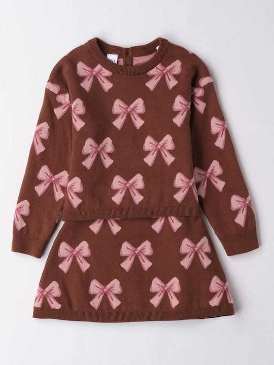 Kids' Set with Skirt Winter 2pcs Brown