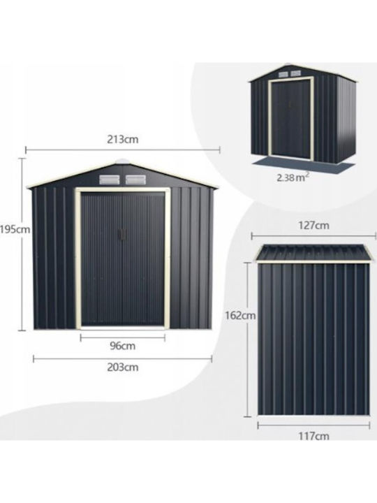 Metallic Garden Shed M2.13xW1.27xH1.95m