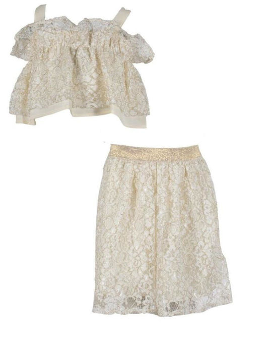 Kids' Set with Skirt Summer 2pcs Ecru