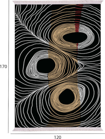 HomeMarkt Josiane Rug Rectangular with Fringes Black / Gold / Grey