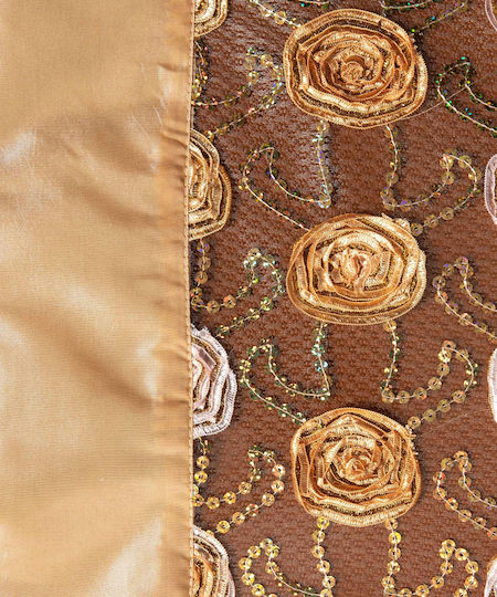 Silk Fashion Checkered Gold 264-1 Tablecloth 130x130cm Silk Fashion Checkered Gold 264-1 Tablecloth 130x130cm