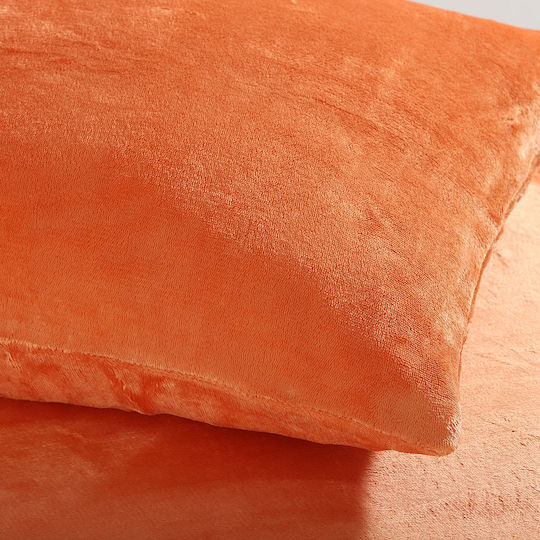 Silk Fashion Sheet Super-Double with Elastic 160x200cm. Fleece Solid Copper Tan