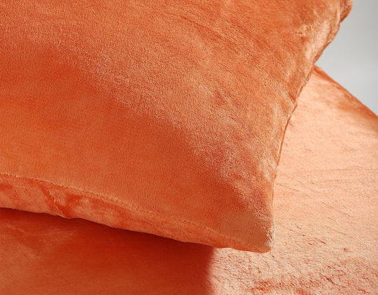 Silk Fashion Sheet Super-Double with Elastic 160x200cm. Fleece Solid Copper Tan