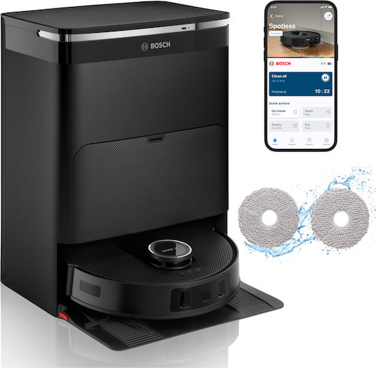 Bosch Spotless Max Σκούπα Ρομπότ με Χαρτογράφηση Laser & Απορρόφηση 11000Pa Μαύρη