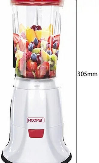 Hoomei Μπλέντερ με Γυάλινη Κανάτα 400 ml 200W Κόκκινο HM-6708R
