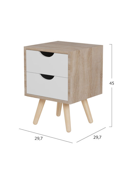 Wooden Bedside Table Beige 29.7x29.7x45cm