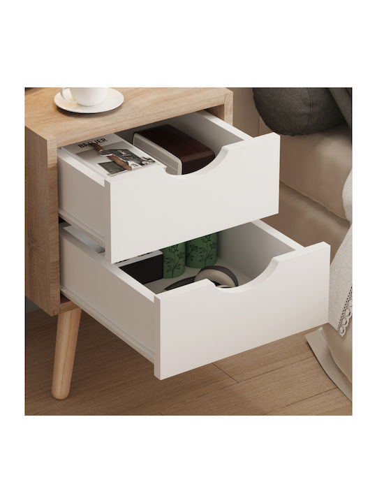 Wooden Bedside Table Beige 29.7x29.7x45cm