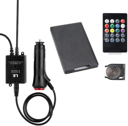 Lumina Led RGB Interior Auto cu Senzor de Sunet 4 Benzi Adezive 12 V Telecomandă IR