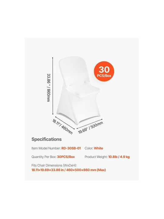 Vevor Vevor Chair Cover White 50cm 30 Pieces