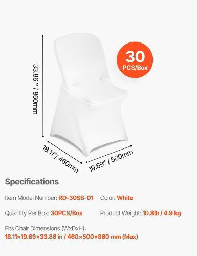 Vevor Elastische Abdeckung Für Stuhl Weiße 50cm 30Stücke