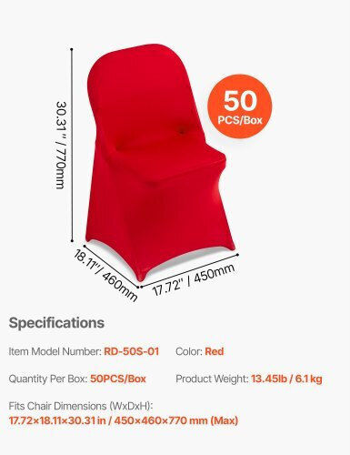 Vevor Elastic Cover for Chair Red 50pcs YTHS50PCSDKQZT1BI001V0