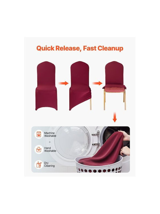 Vevor Elastic Cover for Chair Burgundy 50pcs YTJHS50PCSZKO2ELR001V0