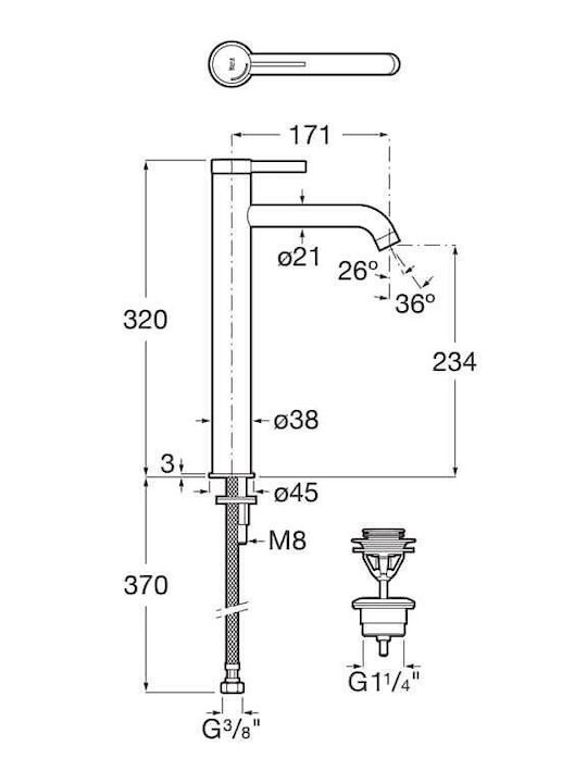 Roca Mixing Tall Sink Faucet Rose Gold