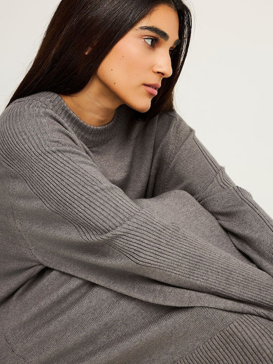 Mini Knitted Grey Dress FBL012-104-13-Grey-Mel