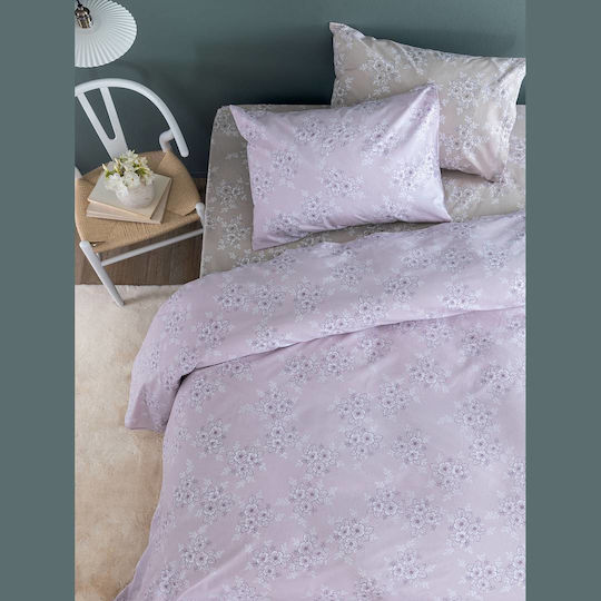 Palamaiki Fashion Life Fl6281 Cotton Duvet Cover Set 170x250cm Single with Pillowcase Pink