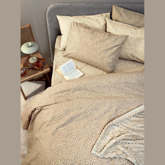 Palamaiki Bettbezug-Set Baumwolle Einzelbett mit Kissenbezug 170x250 Fashion Life Fl6284 Beige
