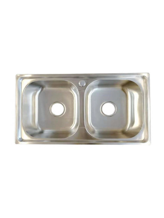 ICK7641 Ένθετος Νεροχύτης Inox Σατινέ Μ76xΠ41cm Ασημί