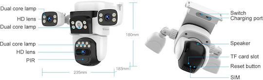 Vstarcam BG621SR IP Triple Surveillance Camera 4G Full HD 1080p Waterproof Battery with Two-Way Communication and 4mm Lens