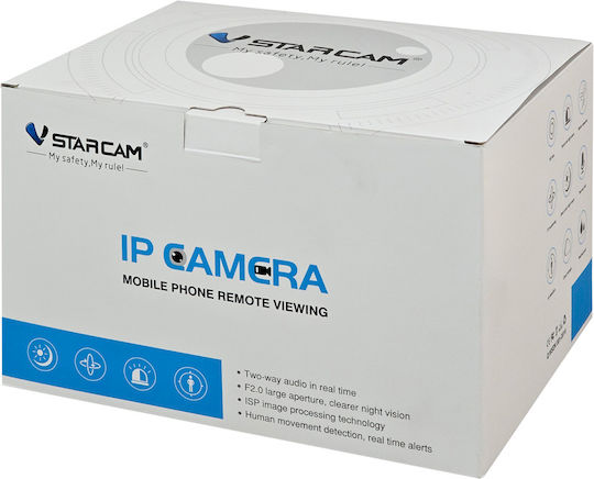 Vstarcam AF621DR IP Dual Surveillance Camera Wi-Fi Full HD 1080p Waterproof with Two-Way Communication and 4mm Grey Lens