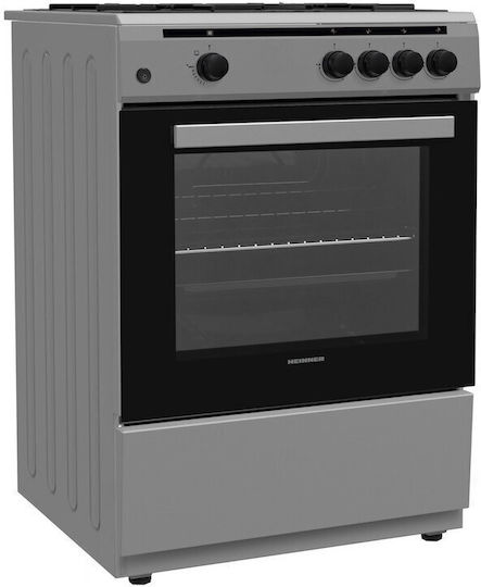 Heinner Κουζίνα Υγραερίου 60lt με Εστίες Υγραερίου Π60εκ. Ασημί