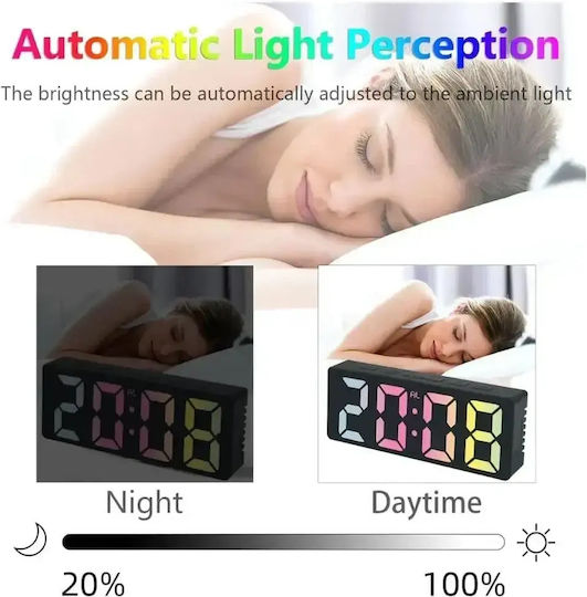 Επιτραπέζιο Ψηφιακό Ρολόι LED Πλαστικό με Ξυπνητήρι Πολύχρωμο DS-3806C